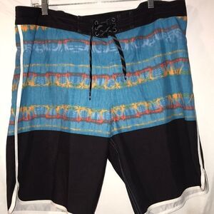 Quicksilver Men's Black, Blue Embroidered Logo Drawstring Board Shorts Size 36